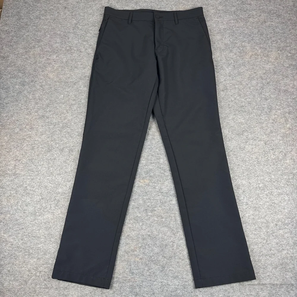 Banana Republic Flat Front Pants Slim Fit Polyester Black Mens 30x32